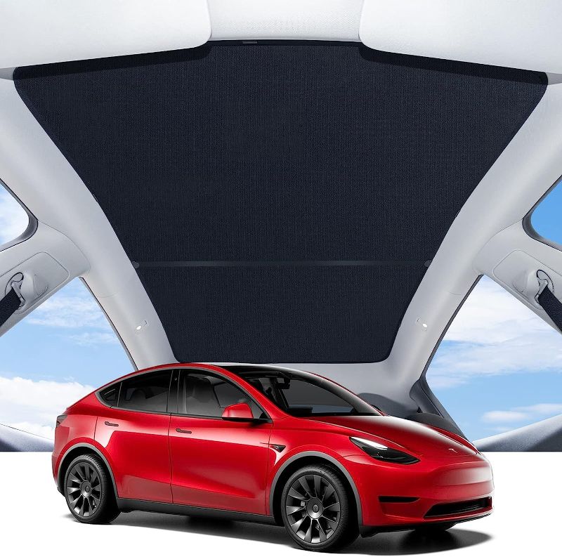 Photo 1 of BASENOR 4PCS Tesla Model Y Glass Roof Sunshade Sunroof Heat Insulation Roof Window Sun Protection 2020 2021 2022 2023