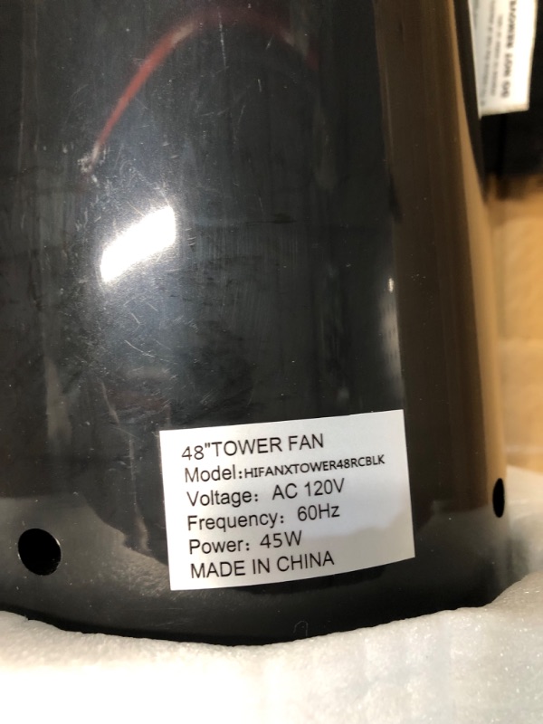 Photo 4 of * see images for damage * sold for parts *
Simple Deluxe 48’’ Electric Oscillating Tower Fan with Remote Controland Large LED Display, Black 48 inch