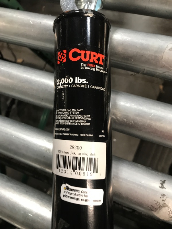 Photo 3 of CURT 28200 A-Frame Trailer Jack, 2,000 lbs, 14-1/4 Inches Vertical Travel, CARBIDE BLACK POWDER COAT