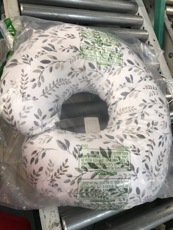 Photo 1 of Boppy Original Support Nursing Pillow, Gray Taupe Leaves,Removable Cover, Machine Washable
