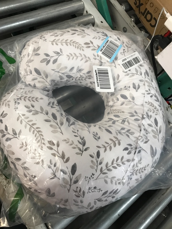 Photo 1 of Boppy Original Support Nursing Pillow, Gray Taupe Leaves,Removable Cover, Machine Washable