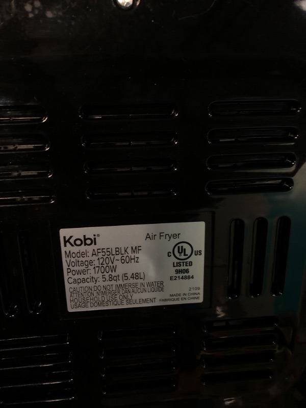 Photo 3 of **FOR PARTS ONLY** Kobi Air Fryer, XL 5.8 Quart