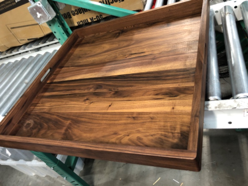 Photo 1 of  30 x 30 Inches Extra Large Square Black Walnut Wood Ottoman Tray
