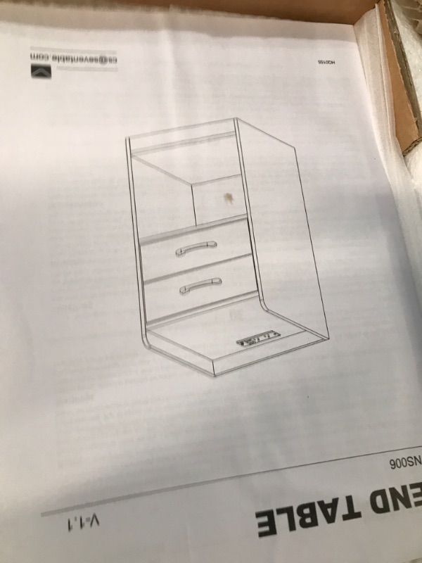 Photo 1 of Seventable Nightstand with Charging Station and LED Lights, Modern Design End Side Table with 2 Drawers, Nightstand Open Compartment for Bedroom, White