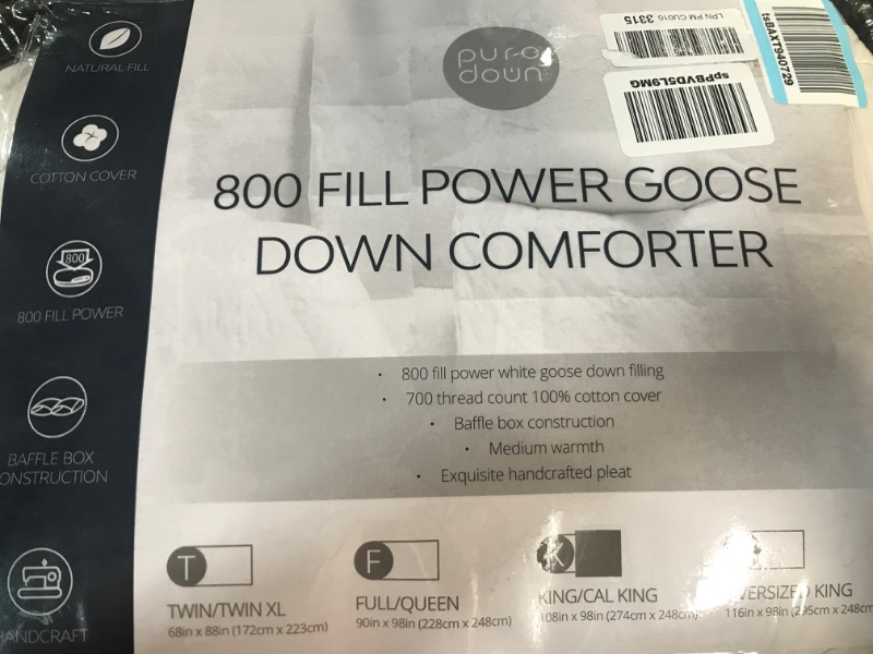 Photo 2 of puredown® Goose Down Comforter king Size, 800 Fill Power, 100% Cotton 93% Goose Down All Season Duvet Insert 700TC, Lightweight Cloud Fluffy Pinch Pleat Pinch Pleat -White Full/Queen-All Season