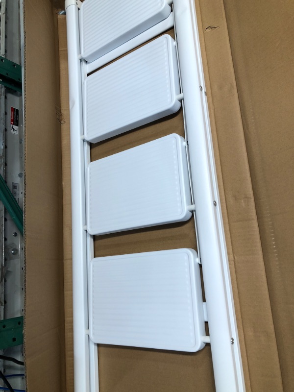 Photo 1 of JOISCOPE 4 Step Ladder,Lightweight Folding Step Stool with Anti-Slip Pedal,600 lbs Portable Sturdy Steel Ladder for Adults,Multi Purpose Folding Ladder for Home Kitchen Office,Space Saving, White A-white 4 Steps