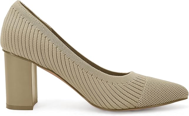 Photo 1 of Coutgo Womens Chunky High Heels Knit Pointed Closed Toe Heel Wedding Party Office Pumps Dress Shoes 8 1/2