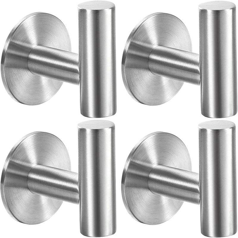 Photo 1 of  Hooks Brushed Nickel SUS304 Stainless Steel Towel Hooks Silver-4 Pcs