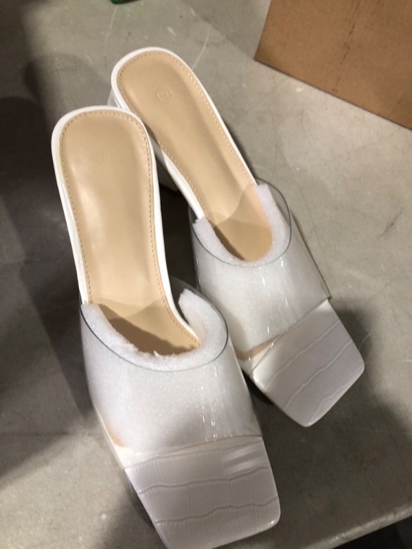 Photo 2 of * used item *
Rilista Womens Clear Strap Heeled Sandals Square Open Toe Mules White 9