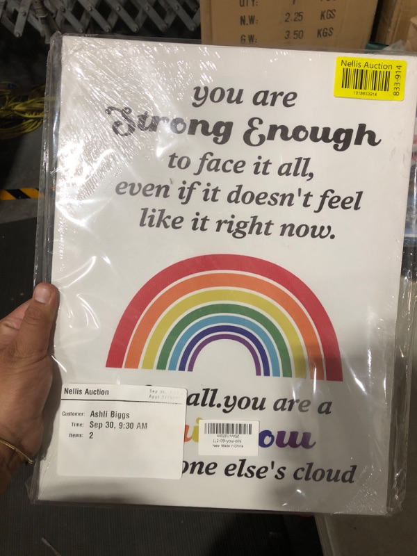 Photo 2 of (USED) Inspirational Canvas Wall Art Motivational You are a Rainbow in Someone else's Cloud Canvas Print Positive Canvas Painting Wall Decor Framed Cheer up Gift 12x15 Inch