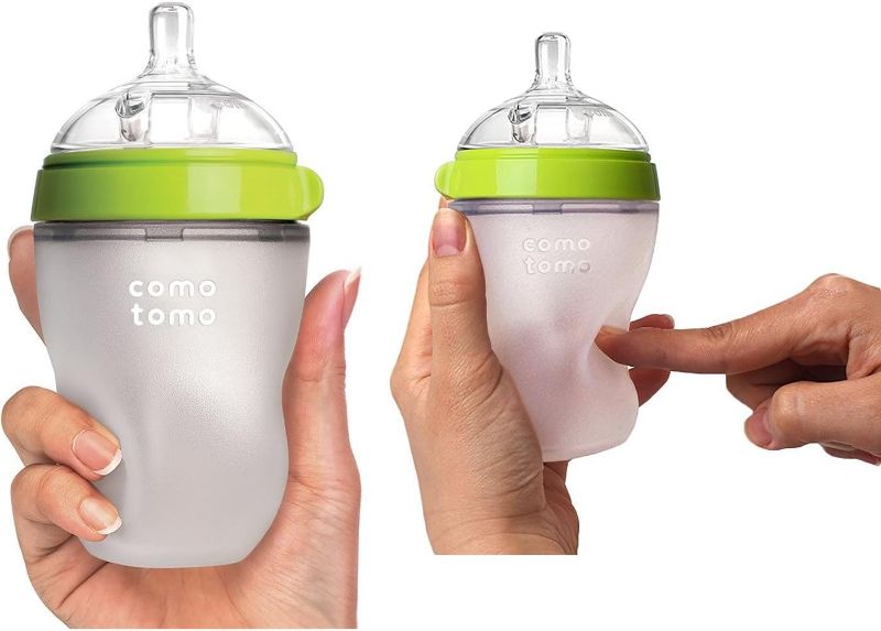 Photo 2 of Comotomo Natural Feel 8 Ounce Baby Bottle 2 Pack - Green