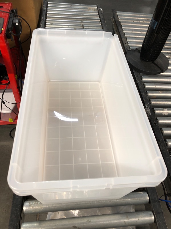 Photo 2 of (USED/MINOR DAMAGE) IRIS USA 91 Qt. Plastic Storage Container Bin with Secure Lid and Latching Buckles, 2 pack - Clear