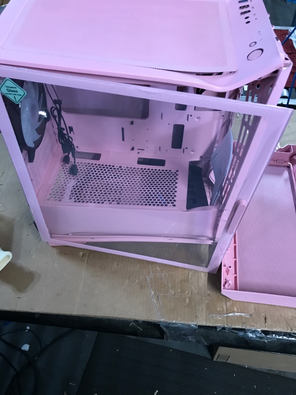 Photo 2 of Vetroo M03 Compact Computer Case Micro ATX Mini ITX All Pink Gaming PC Case Rear 120mm ARGB Fan Pre-Installed Door Opening Tempered Glass Side Panel 