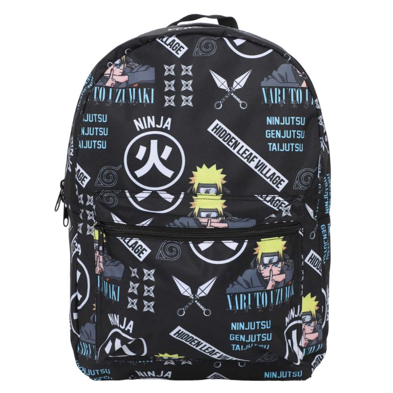 Photo 1 of Men's and Women's Black Naruto Shippuden Sublimated Backpack - Black