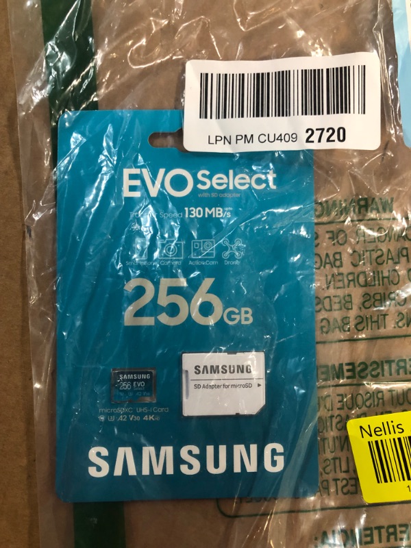 Photo 2 of SAMSUNG EVO Select Micro SD-Memory-Card + Adapter, 256GB microSDXC 130MB/s Full HD & 4K UHD, UHS-I, U3, A2, V30