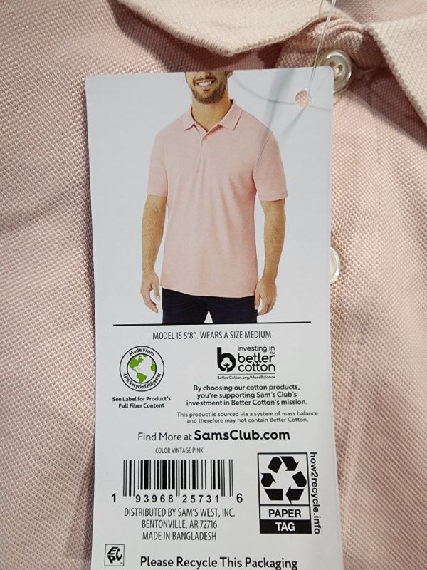 Photo 2 of **2-PIECES** Member's Mark Men's Stretch Cotton Classic Fit Pique Polo Shirt **SALMON COLOR, SIZE SMALL**