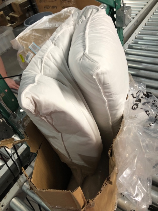 Photo 4 of * USED *  
Set of 2 White Goose Feather Bed Pillows - Medium Firm,Soft Support Surround Fill Polyester Queen Size,White Solid Queen (Pack of 2) White