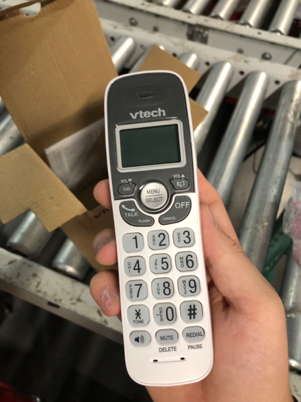 Photo 4 of VTech VG101 DECT 6.0 Cordless Phone for Home, Blue-White Backlit Display, Backlit Big Buttons, Full Duplex Speakerphone (White/Grey)