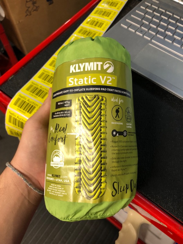 Photo 2 of * USED * 
Klymit Static V2 Inflatable Sleeping Pad for Camping, Ultralight Hiking and Backpacking Air Bed, Green Sleeping Pad Uninsulated