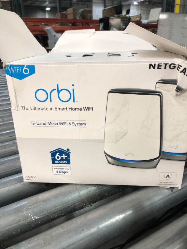 Photo 4 of NETGEAR Orbi Whole Home Tri-band Mesh WiFi 6 System (RBK852) – Router with 1 Satellite Extender | Coverage up to 5,000 sq. ft., 100 Devices | AX6000 (Up to 6Gbps) , White 6Gbps | WiFi 6 | 850 Series | 2-Pack