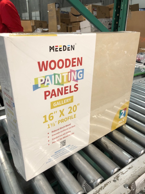 Photo 4 of MEEDEN 16x20 Inch Wood Canvas Panels, Pack of 2, Gallery 1-1/2'' Deep Cradle Artist Birch Wood Panels for Pouring Art, Crafts Painting, Mixed-Media