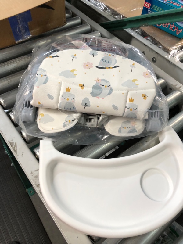 Photo 1 of Dream On Me Munch N Go Booster Seat for Dining Table, Lightweight Compact Fold Travel Booster Seat, 3-in-1 Convertible, Three Level Height and Tray Adjustment Light Gray