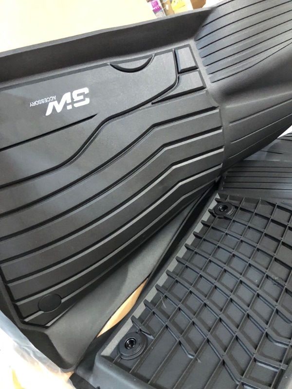 Photo 4 of 3W Floor Mats Compatible for Benz GLE 2016-2019 Custom Fit TPE All Weather Floor Liner for Benz GLE 1st and 2nd Row Full Set Car Mats Black 