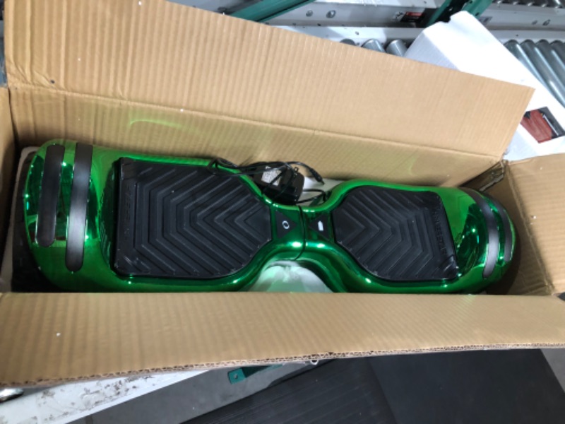 Photo 2 of **USED** TESTED POWERS ONHOVERSTAR All-New HS2.0 Hoverboard All-Terrain Two-Wheel Self Balancing Flash Wheel Electric Scooter with Wireless Bluetooth Speaker Chrome Green