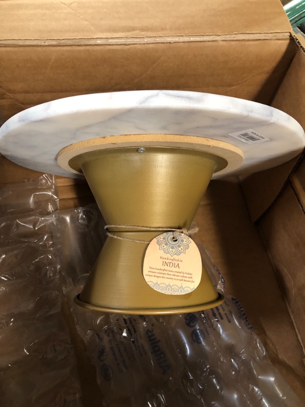 Photo 4 of [SEE PICTURES FOR ITEM]
Deco 79 Marble Cake Stand with Gold Base, 12" x 12" x 7", Gold