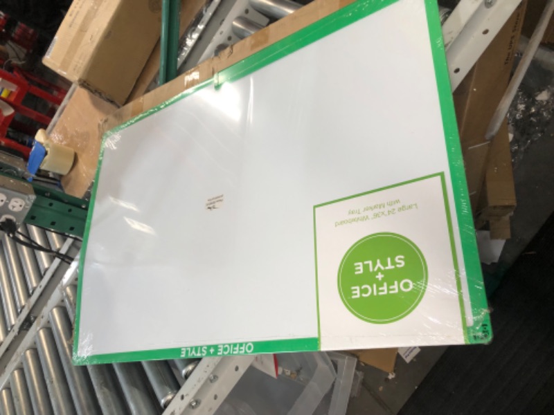 Photo 1 of Office Style Large Magnetic Dry Erase Board Wall Mounted Durable Aluminum Frame with Pen Tray, Green, 24"x36" (OS-2436WBGREEN)