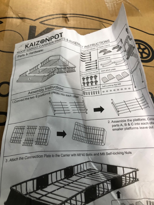 Photo 6 of KAIZONPOT 64"x 39"x 6" Roof Basket, 250LB Cap Heavy Duty Roof Rack Cargo Basket, Universal Rooftop Cargo Rack with Ratchet Straps & Net 64" 