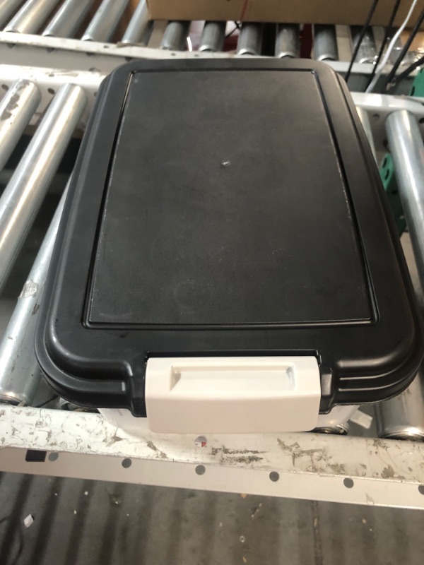 Photo 1 of **SEE NOTES**
IRIS USA 3-Piece or 2-Piece 35 Lbs / 45 Qt WeatherPro Airtight Pet Food Storage Container Combo and Treat Box for Dog Cat Bird Food, Keep Pests Out, Translucent Body Black 3-Piece / 35 Lbs - 45 Qt