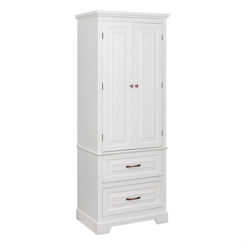 Photo 1 of **MISSING PARTS, HARDWARE, NON-FUNCTIONAL** Teamson Home St. James Bathroom Storage Freestanding Floor Linen Cabinet, White