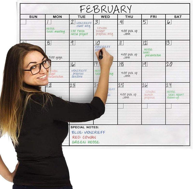 Photo 1 of Dry Erase Laminated Jumbo Wall Calendar, Huge 24-inch by36-Inch Size, Monthly Planner for Home Office, Classroom, Large Date Boxes