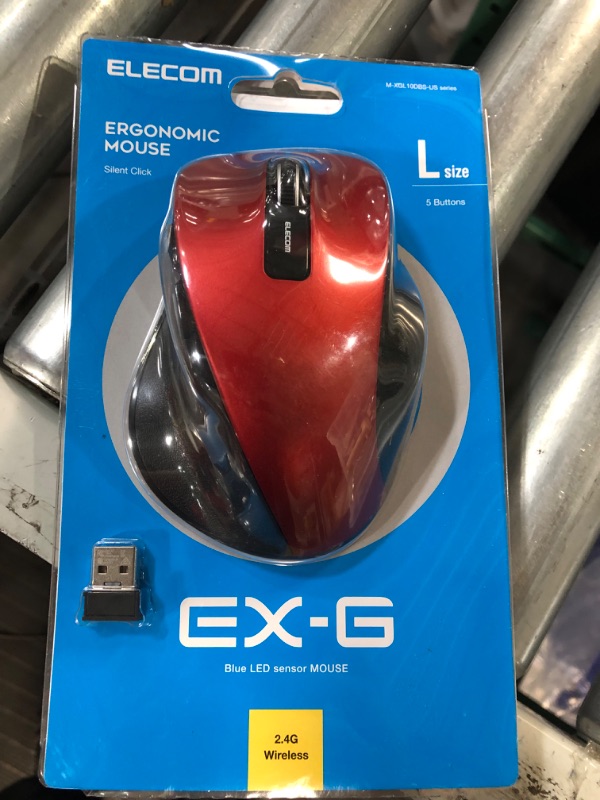 Photo 4 of ELECOM Wireless Mouse 2.4GHz Ergonomic Design with USB Nano Receiver, Silent, Quiet Click 5 Button, for Windows and Mac, Large Size (M-XGL10DBSRD-US) Red