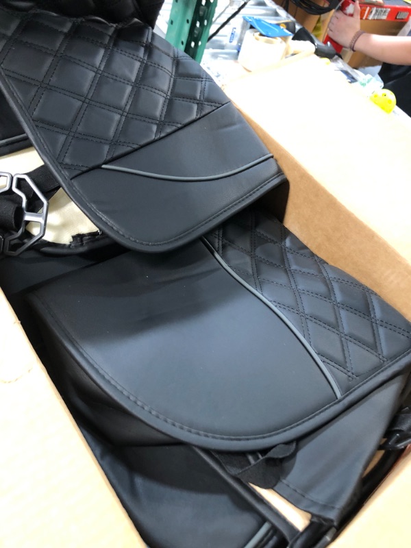 Photo 3 of MotorBox Faux Leather Seat Covers for Cars Trucks & SUV, Black & Gray Prestige Edition Car Seat Covers Full Se