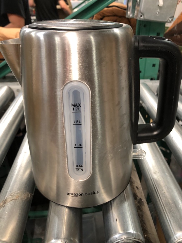 Photo 4 of (USED AND TESTED) Amazon Basics Stainless Steel Fast, Portable Electric Hot Water Kettle for Tea and Coffee, 1.7-Liter, Black and Sliver