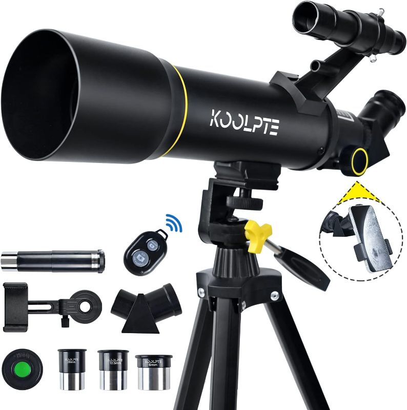 Photo 1 of **USED/HAS A CRACK IN LENS**
Telescope, 70mm Aperture 400mm AZ Mount Astronomical Refracting Telescope (20x-200x) for Kids & Adults, Portable Travel Telescope with Tripod Phone Adapter, Remote Control, Easy to Use
