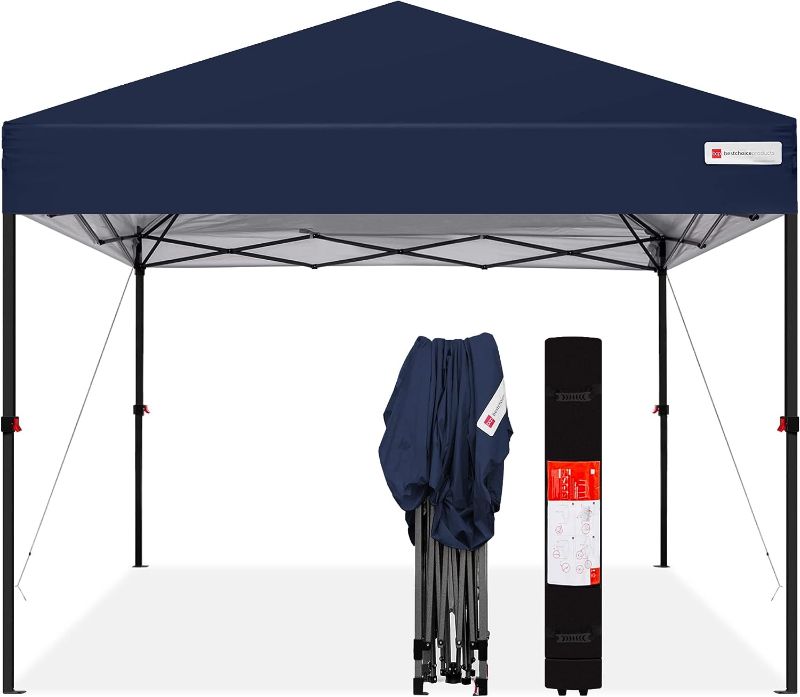 Photo 1 of **SEE NOTES**
Best Choice Products 10x10ft 1-Person Setup Pop Up Canopy Tent Instant Portable Shelter w/ 1-Button Push, Straight Legs, Wheeled Carry Case, Stakes - Blue
