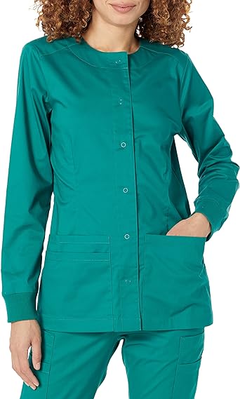 Photo 1 of 3 PACK - Amazon Essentials Women's Scrub Snap Jacket (Size XXL, XL, M)
