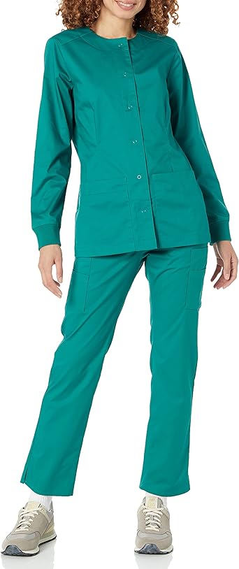 Photo 2 of 3 PACK - Amazon Essentials Women's Scrub Snap Jacket (Size XL, L, S)
