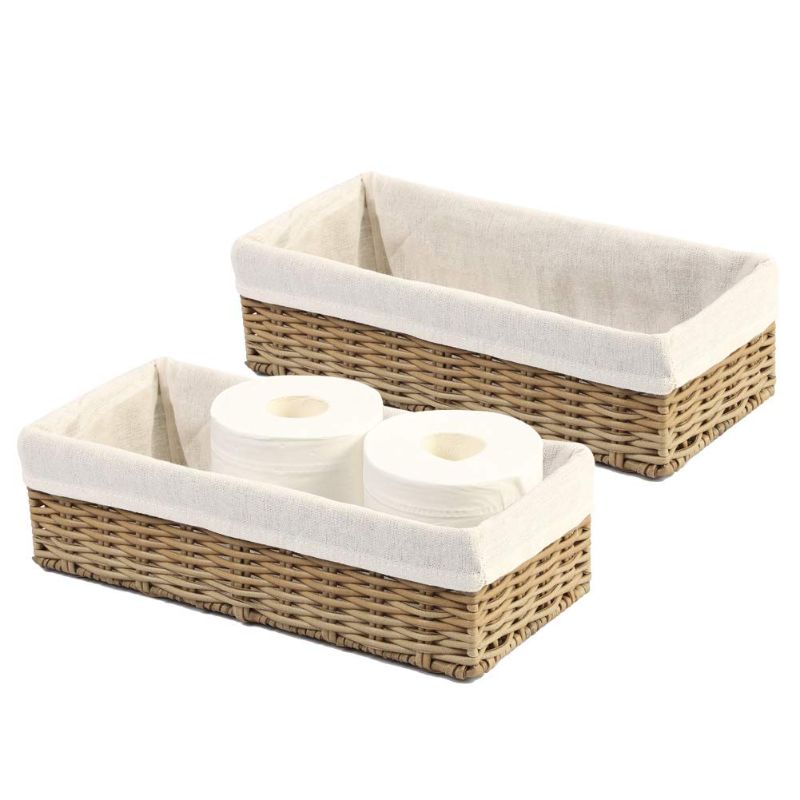 Photo 1 of **STOCK PHOTO JUST FOR REFERENCE
HOSROOME Bathroom Wicker Baskets for Organizing Toilet Paper Basket Storage Basket for Toilet Tank Top Decorative Basket for Closet, Bedroom, Bathroom, Entryway, Office(Set of 2,Beige)
