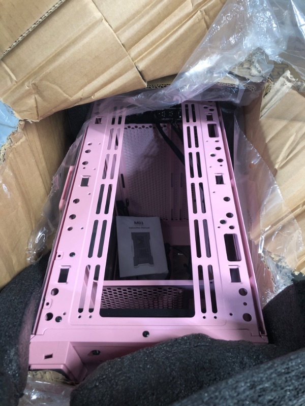 Photo 2 of ** missing front panel** Vetroo M03 Compact Computer Case Micro ATX Mini ITX All Pink Gaming PC Case Rear 120mm Addressable RGB Fan Pre-Installed 