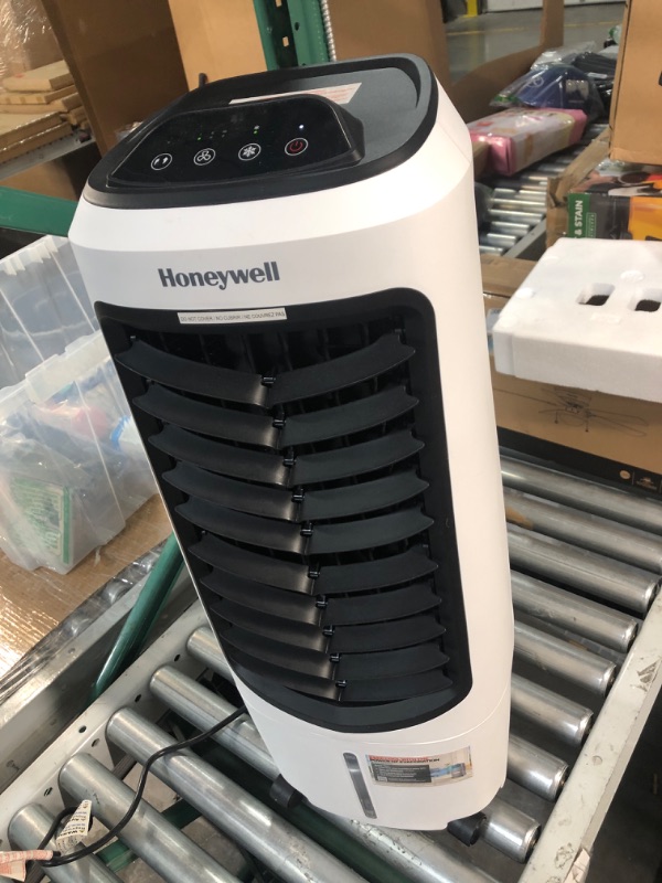 Photo 2 of Honeywell 194 CFM Compact Spot Fan & Humidifier, Indoor Portable Evaporative Air Cooler, (White) 29.6"