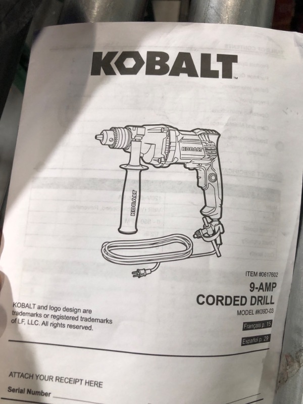 Photo 2 of : Kobalt 9-Amp 1/2-in Keyed Corded Drill