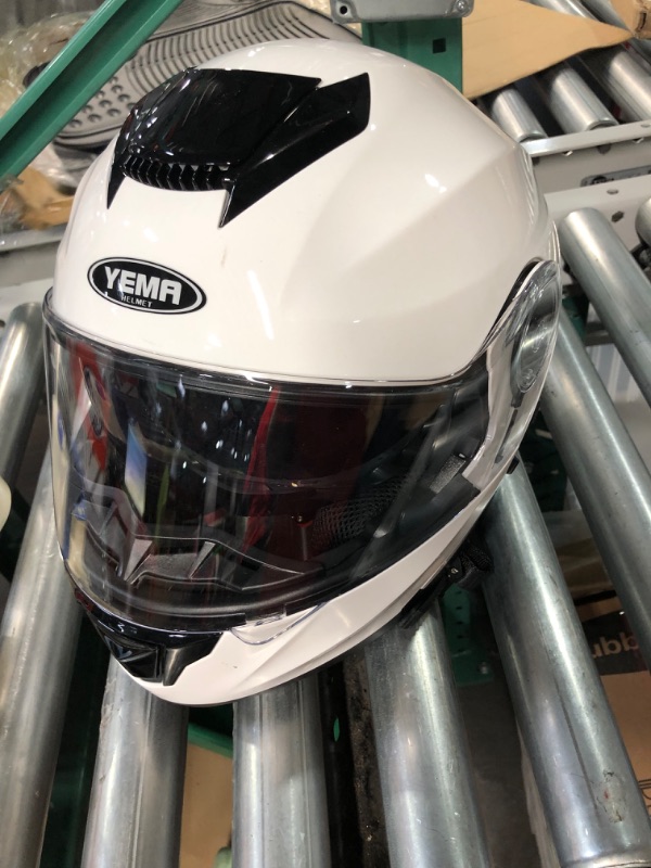 Photo 4 of Motorcycle Modular Full Face Helmet YEMA YM-926 Moped DOT Street Racing Crash Helmet White X-Large