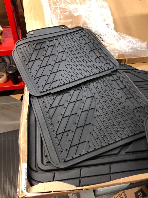 Photo 2 of Dickies 4-Piece All-Weather Floor Mats, Heavy-Duty Rubber Liners, Universal Trim-to-Fit Custom Auto Mats, Anti-Slip Design