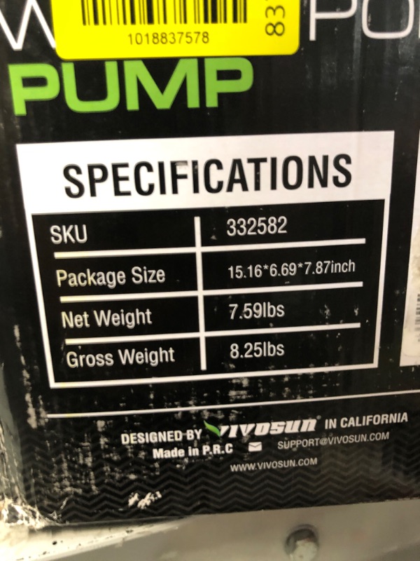 Photo 3 of **NOT TESTED** VIVOSUN 3567 GPH Submersible Water Pump, 130W Pond Pump, Ultra Quiet Aquarium Pump with 14.8FT Lift Height for Pond, Waterfall, Fish Tank, Statuary, Hydroponic