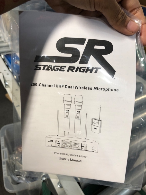 Photo 2 of Monoprice 200-Channel UHF Dual Handheld Wireless Microphones System, 262 Feet (80 Meter) Range, Perfect for Church, Birthdays, Karaoke, Weddings, Events - Stage Right Series