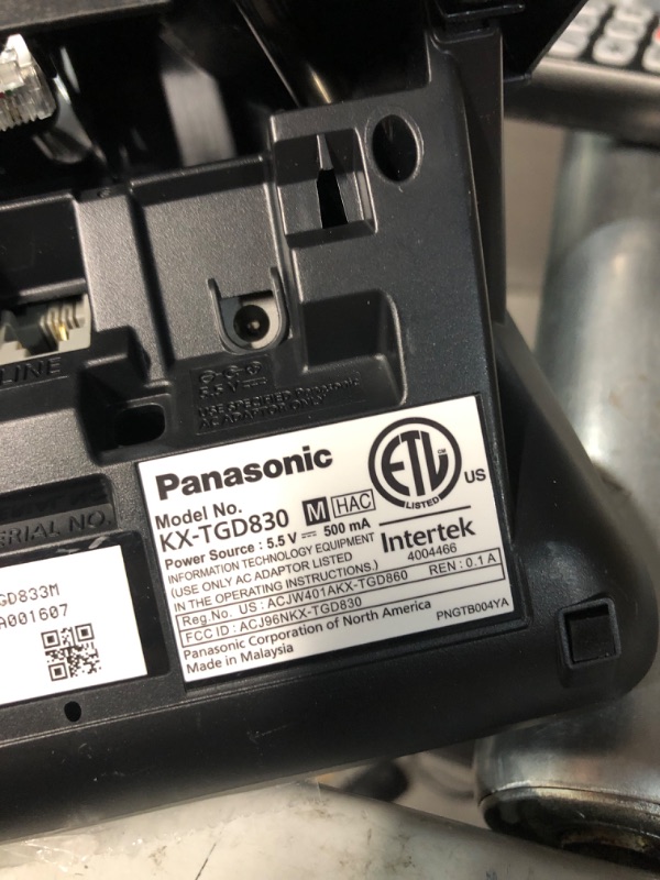 Photo 2 of Panasonic Cordless Phone with Answering Machine, Advanced Call Block, Bilingual Caller ID and Easy to Read High-Contrast Display, Expandable System with 2 Handsets - KX-TGD832M (Metallic Black)